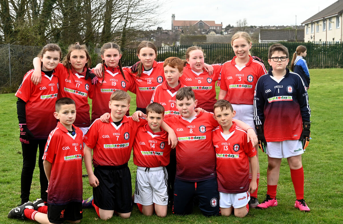  Team from Sccoil Padre Pio at the the blitz. Gaelic games blitz for local primary schools at North Monastery Secondary School, Cork. Eight local national schools sent teams of boys and girls, and mixed teams to take part in the sports event of hurling and football. Pic: Larry Cummins