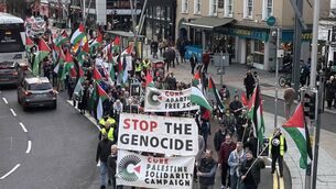 <p>The 64th weekly Cork Palestine Solidarity Campaign rally in Cork city centre. Picture: Donal O'Keeffe</p>