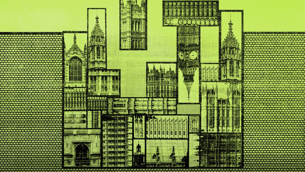 Illustration of the Houses of Parliament, which looks like a game of tetris