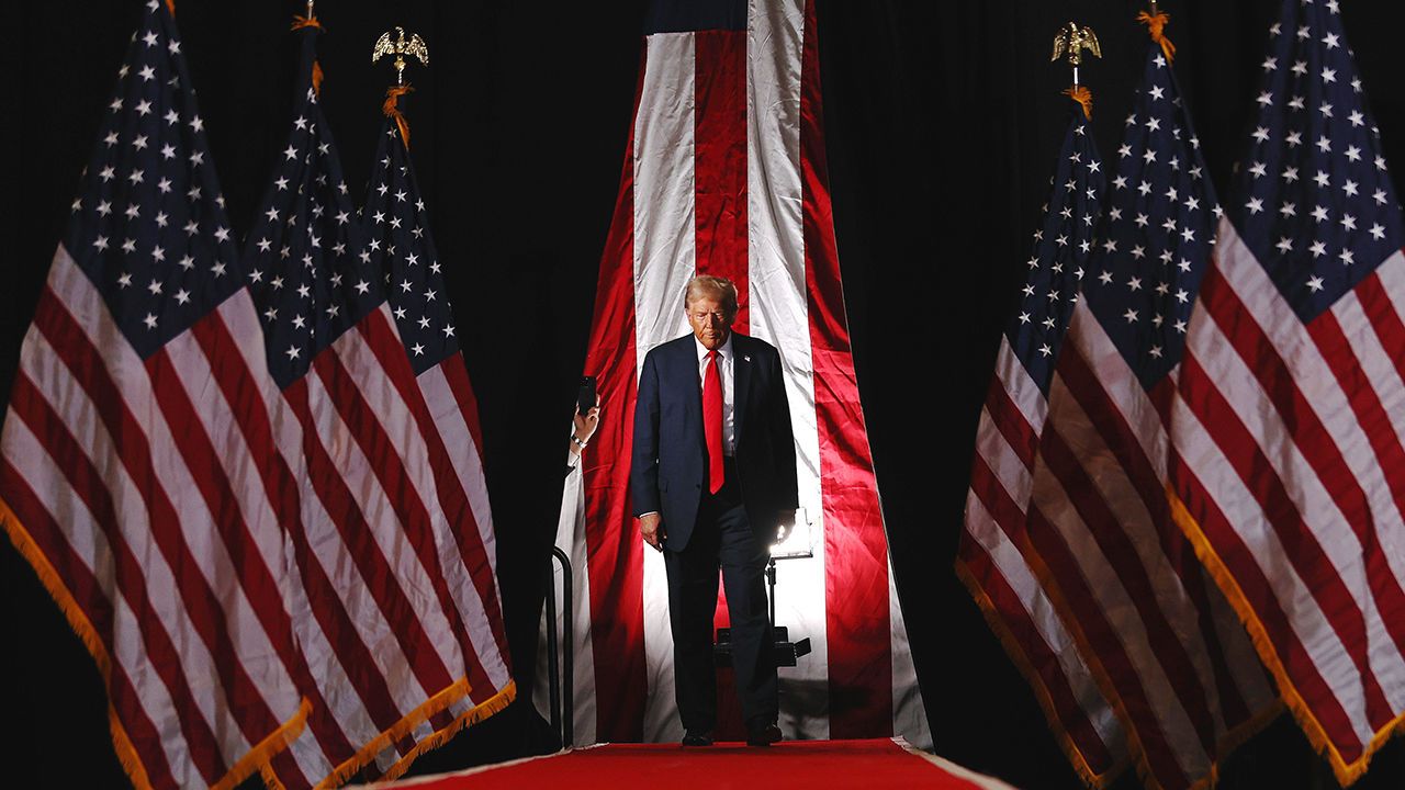 President elect Donald Trump greet supporters during a campaign rally