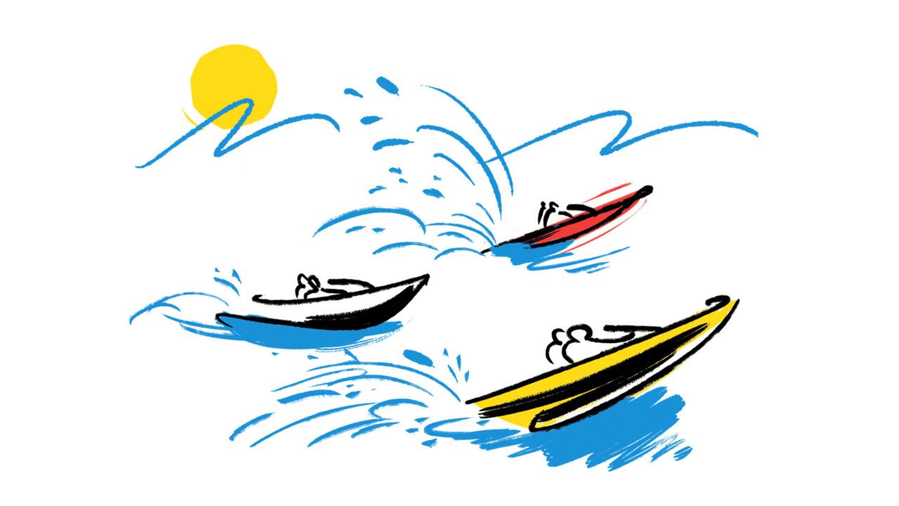 Illustration of power boats in the 2025 World Games in Chengdu, China