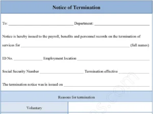 Notice of Termination Fillable PDF Form