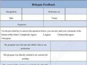 Delegate Feedback Fillable PDF Form