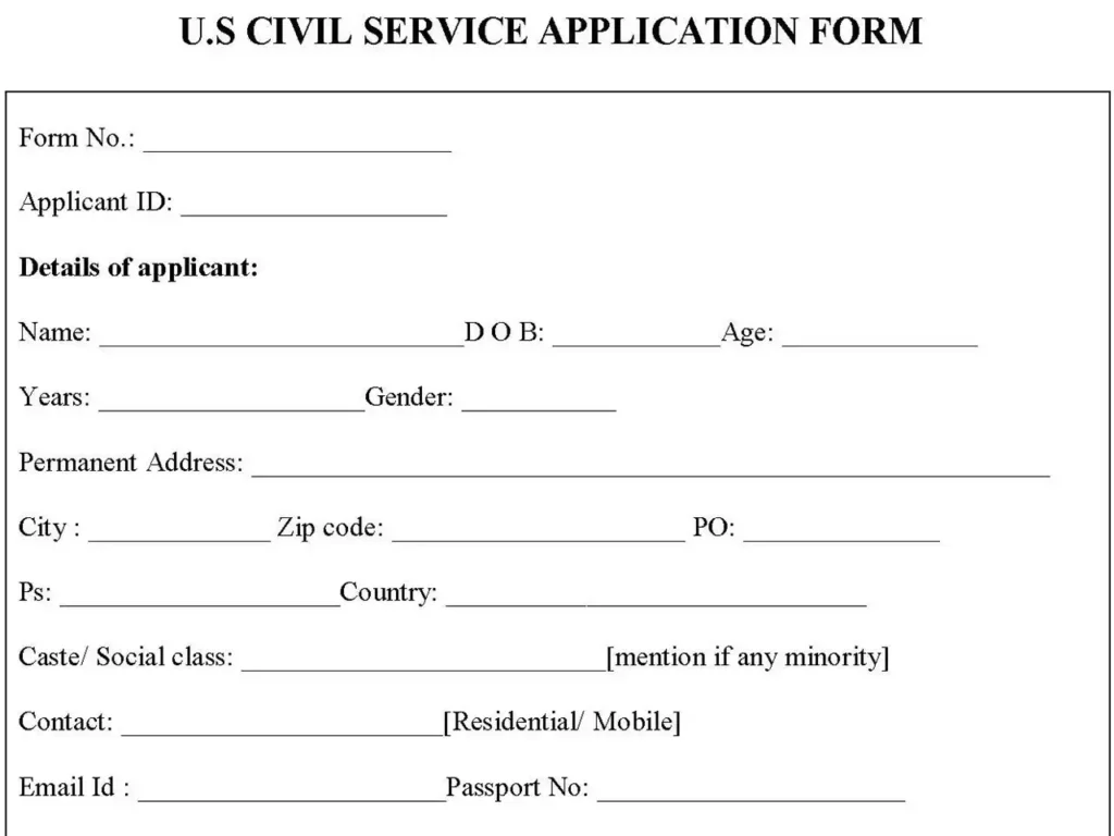 Civil Service Application Form