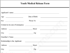 Youth Medical Release Fillable PDF Form