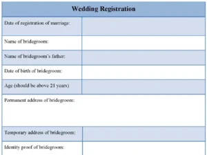 Wedding Registration Fillable PDF Form