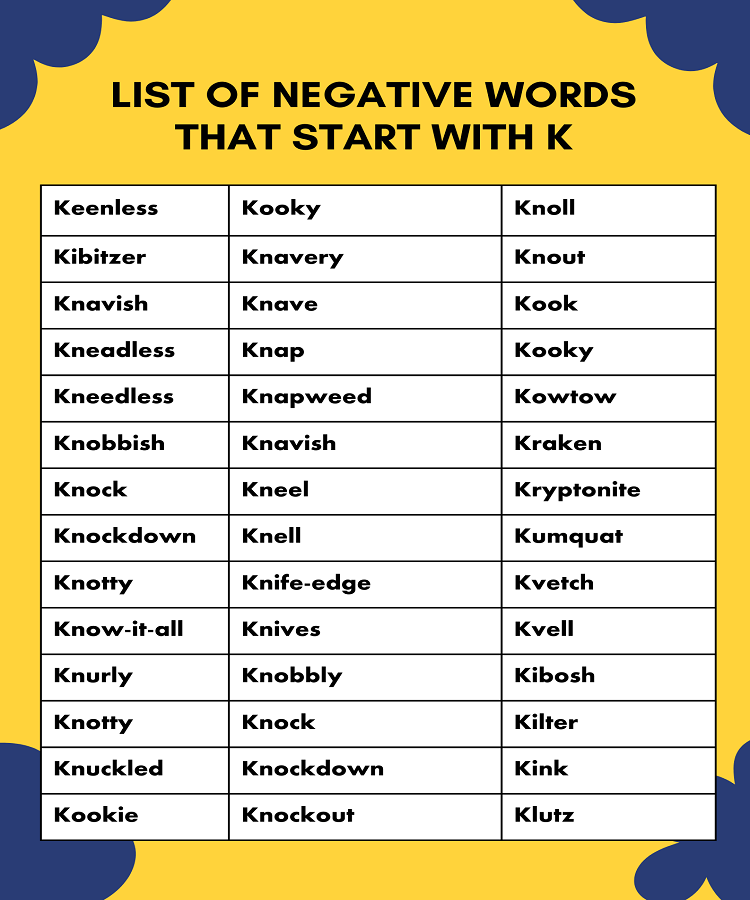 List of Negative Words That Start With K (With Definitions)