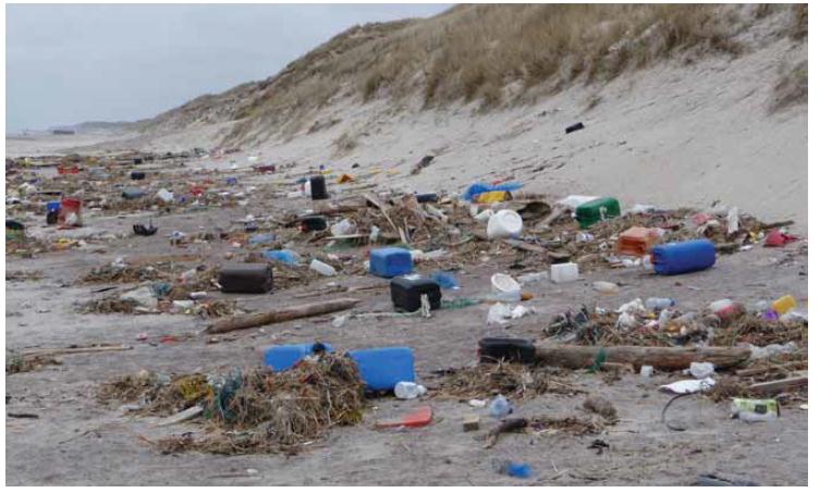 Marine litter on a beach