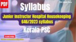 Junior Instructor Hospital Housekeeping 6462023 syllabus