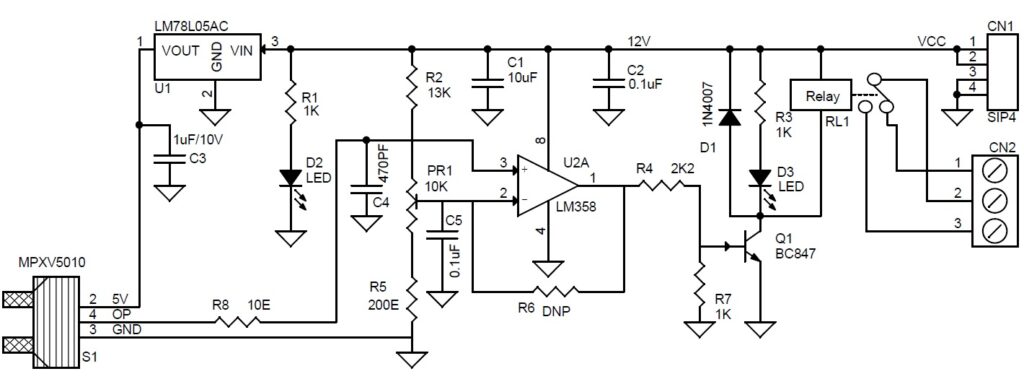 Liquid or Air Pressure Switch with Relay - Electronics-Lab.com