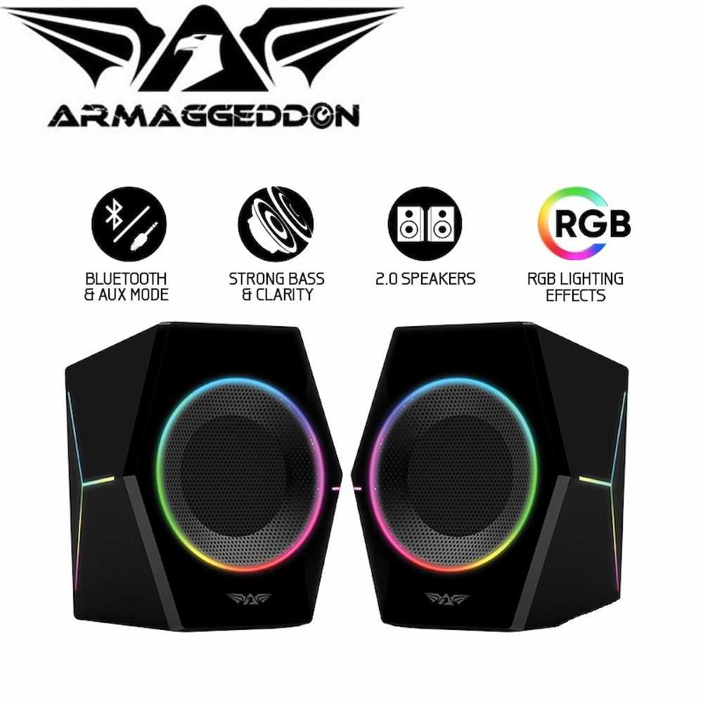 Armaggeddon Sonic Pulse 2.0 Gaming Speaker | Bluetooth 5.0 | Powerful Bass | Premium Sound | App Control RGB Lighting