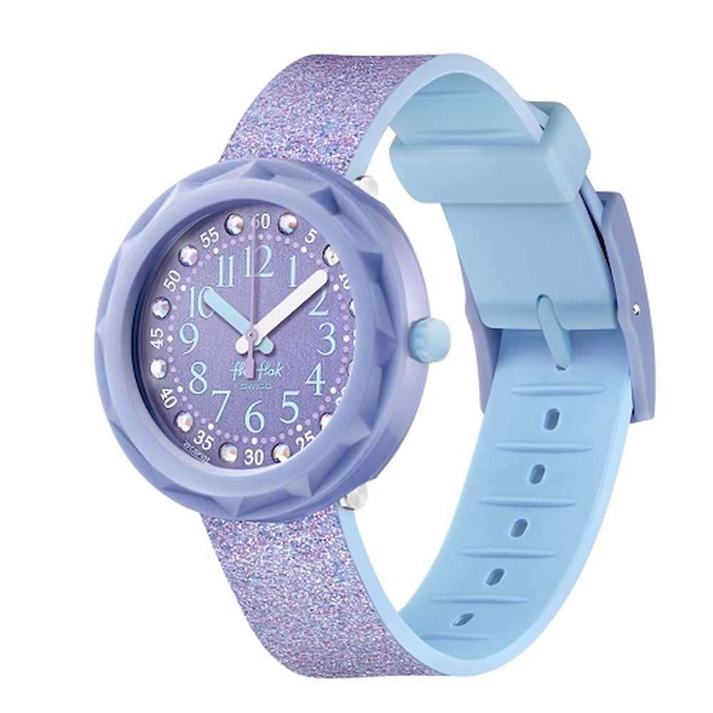 Flik Flak FCSP102 Lilaxus Purple Glitter Silicone Strap Kids Watch