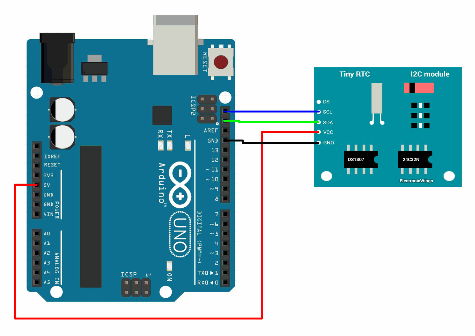 Interface DS1307 RTC Module With Arduino Display Date/Time On OLED ...