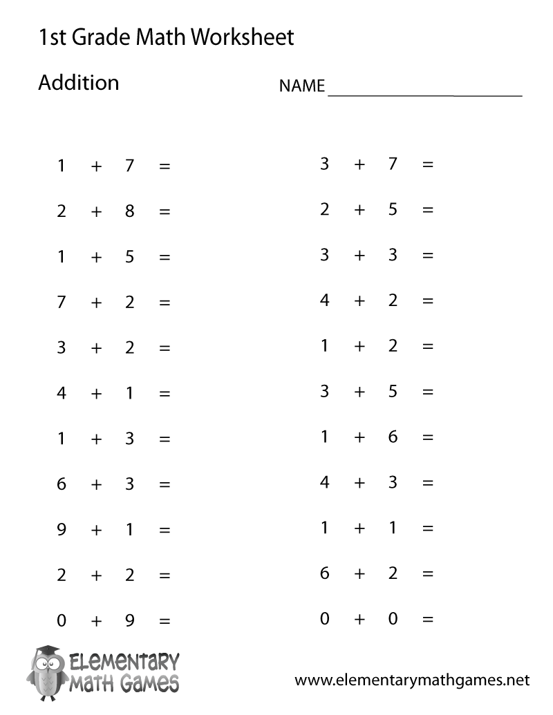 math addition worksheets 1st grade - first grade addition worksheets ...