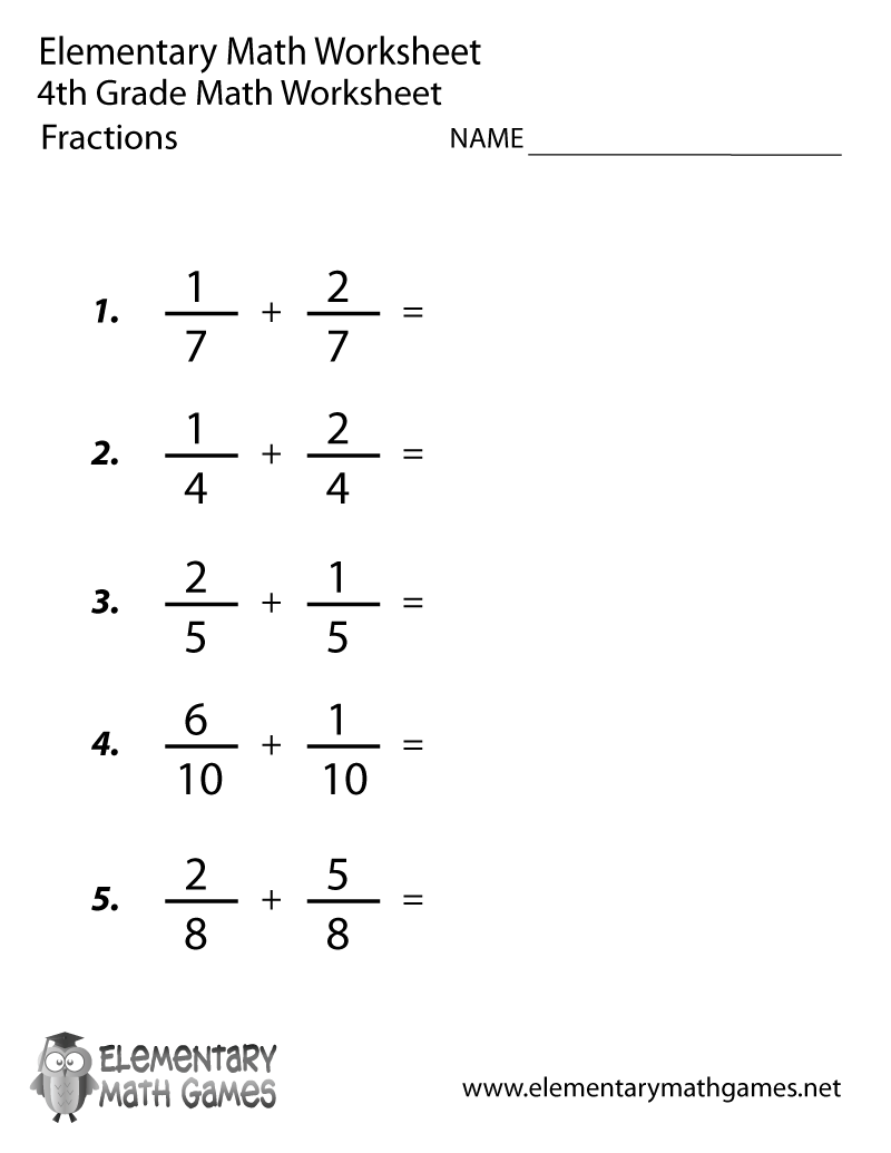 Fraction Worksheets 4th Grade