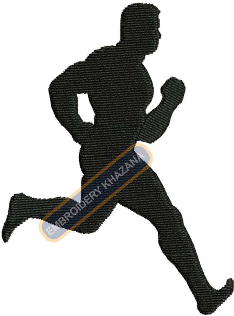 Men Running Machine Embroidery Design