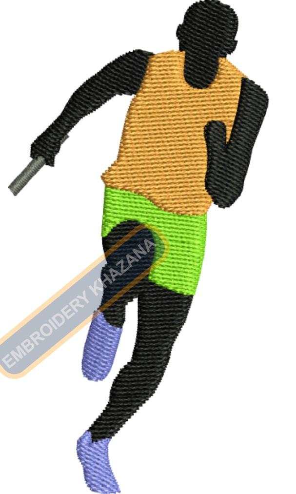 Boy Running Embroidery Design