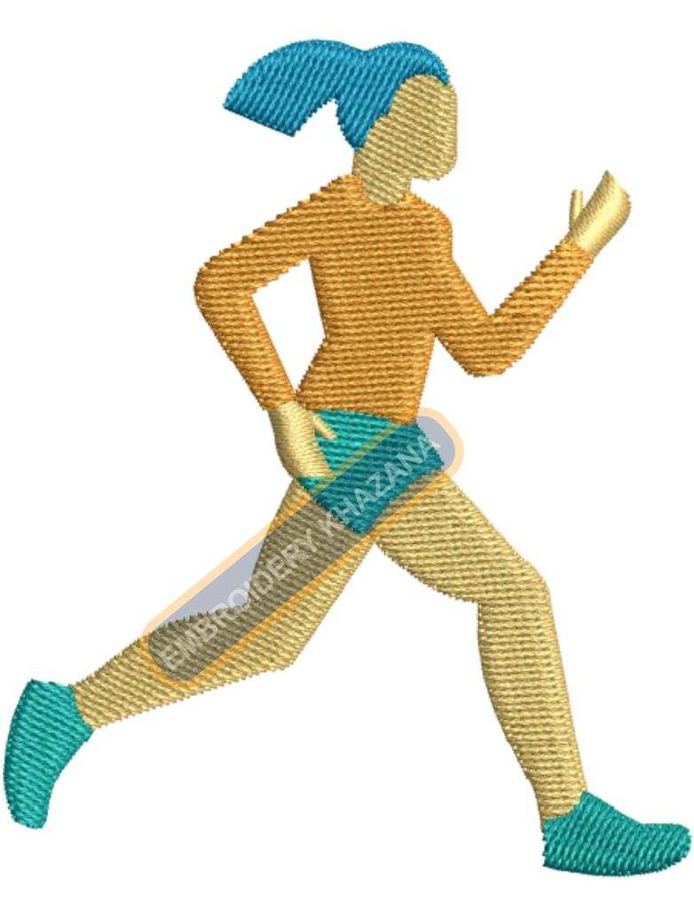 Women Running Embroidery Design