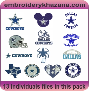 Dallas Cowboys Cap Logos Embroidery Pack