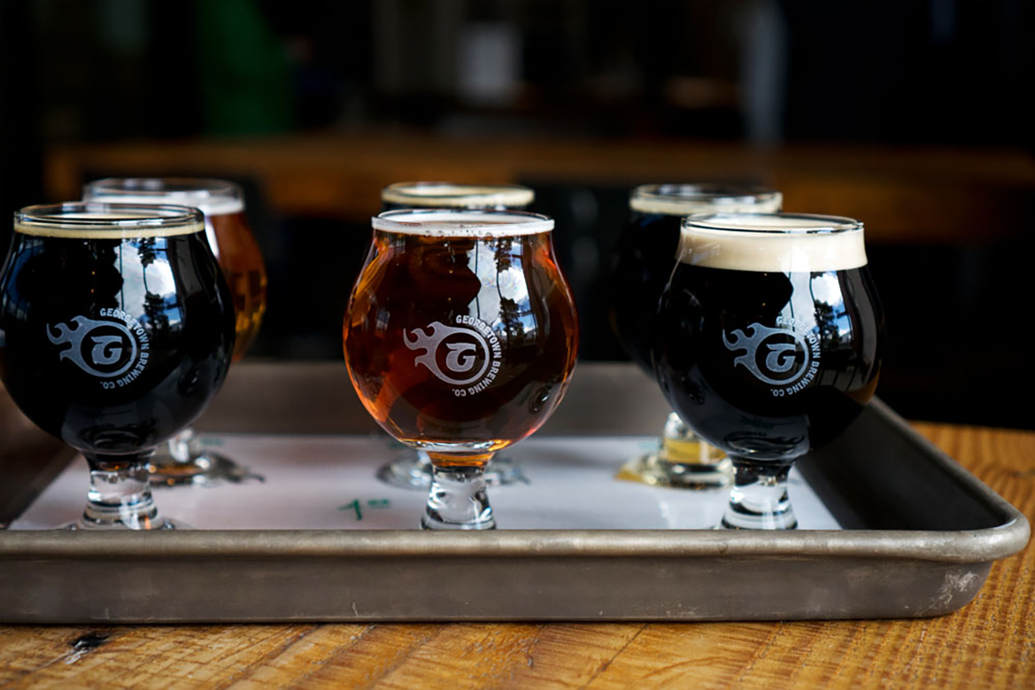 6 beers in a flight from one of the best Seattle breweries