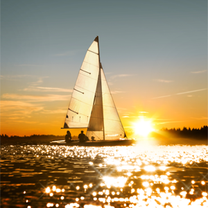 Sail boat at sunset