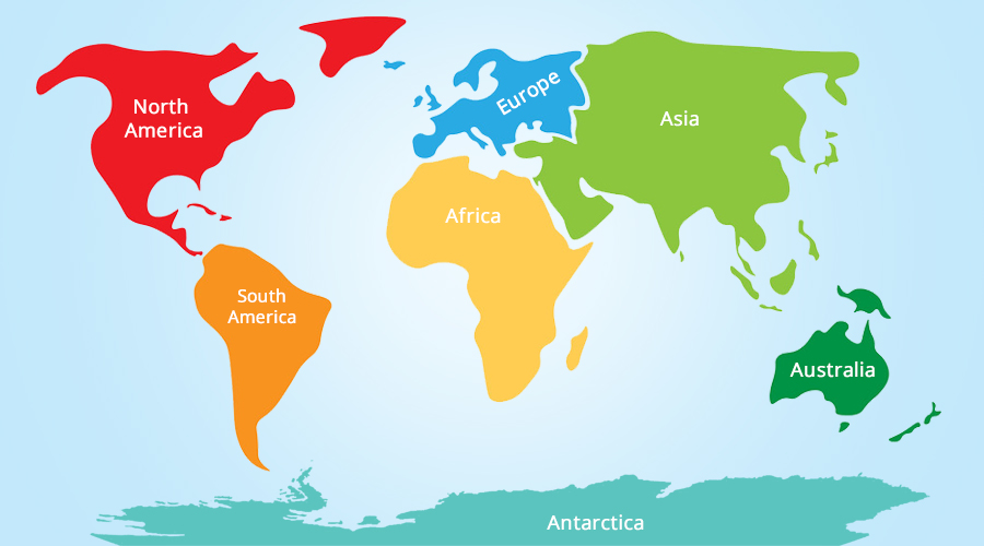 Continents And Oceans Map For Kids