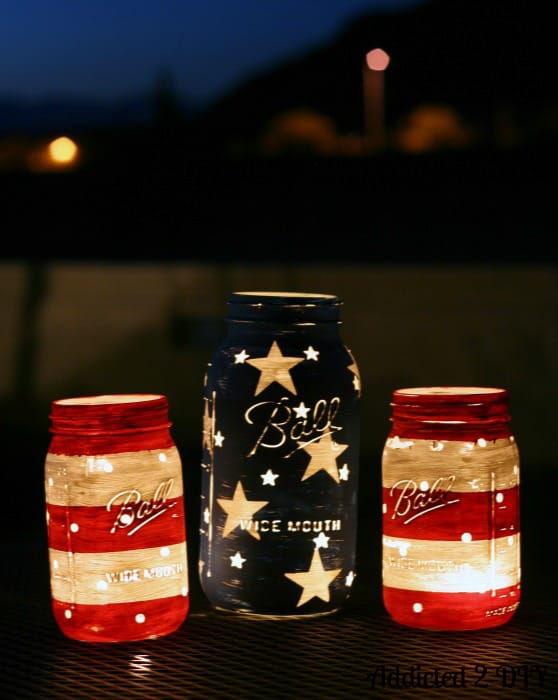 Patriotic Mason Jar Candleholders