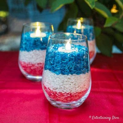 4th of July decor rice candle holders