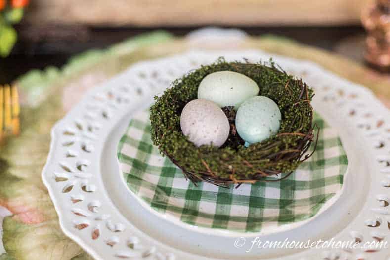 Nest with eggs for Easter table decorations