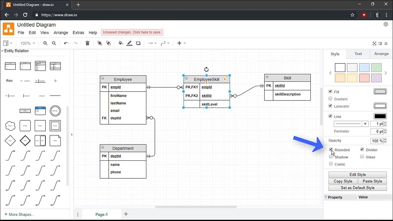 Creating Entity Relationship Diagrams Using Draw.io in How To Create Er Diagram Online