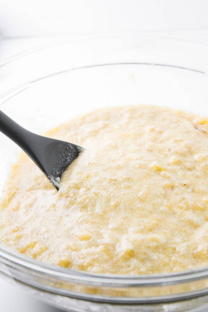 cake batter being mixed