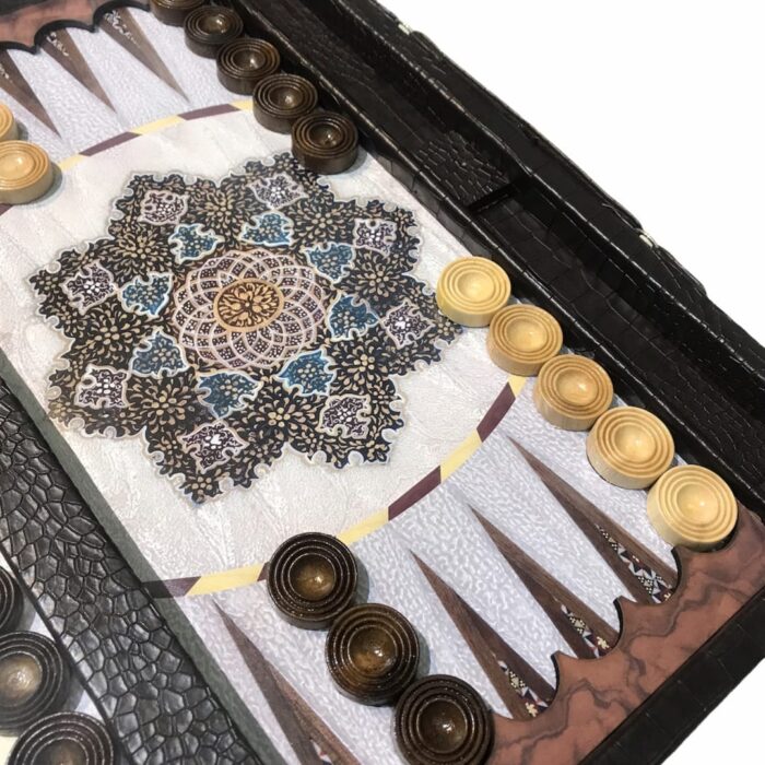 Khatam design leather backgammon board