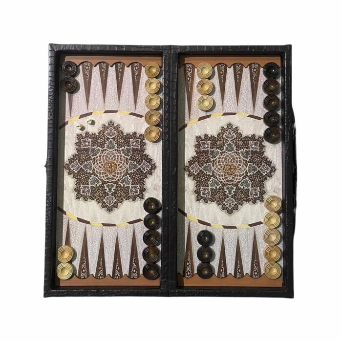 Khatam design leather backgammon board