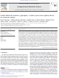 Cover page: Python Materials Genomics (pymatgen): A robust, open-source python library for materials analysis