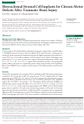 Cover page: Mesenchymal Stromal Cell Implants for Chronic Motor Deficits After Traumatic Brain Injury: Post Hoc Analysis of a Randomized Trial.