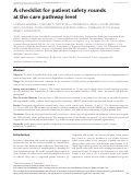 Cover page: A checklist for patient safety rounds at the care pathway level