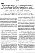 Cover page: Antimicrobial Resistance in Neisseria gonorrhoeae: Proceedings of the STAR Sexually Transmitted Infection-Clinical Trial Group Programmatic Meeting.