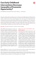 Cover page: Can Early Childhood Interventions Decrease Inequality of Economic Opportunity?