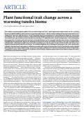 Cover page: Plant functional trait change across a warming tundra biome