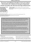 Cover page: Derivation and Validation of Predictive Factors for Clinical Deterioration after Admission in Emergency Department Patients Presenting with Abnormal Vital Signs Without Shock