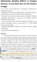 Cover page: Multicenter Bonding Effects in Oxygen Vacancy in the Bulk and on the Surface of MgO