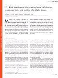 Cover page: LIS1 RNA interference blocks neural stem cell division, morphogenesis, and motility at multiple stages