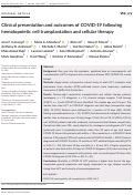 Cover page: Clinical presentation and outcomes of COVID‐19 following hematopoietic cell transplantation and cellular therapy