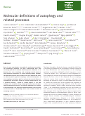 Cover page: Molecular definitions of autophagy and related processes