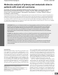 Cover page: Molecular analysis of primary and metastatic sites in patients with renal cell carcinoma.