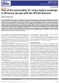 Cover page: Test of the universality of τ and μ lepton couplings in W-boson decays with the ATLAS detector