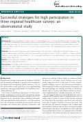 Cover page: Successful strategies for high participation in three regional healthcare surveys: An observational study