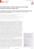 Cover page: Viral Determinants in H5N1 Influenza A Virus Enable Productive Infection of HeLa Cells.