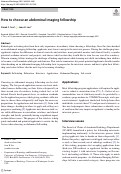 Cover page: How to choose an abdominal imaging fellowship