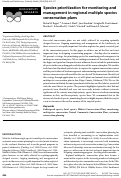 Cover page: Species prioritization for monitoring and management in regional multiple species conservation plans.